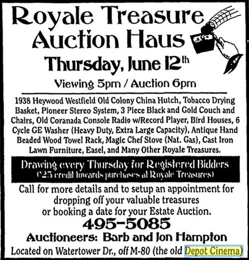 june 2003 ad for auction house Depot Cinema (Woodside Depot Cinema, Kinross Depot Cinema), Kinross